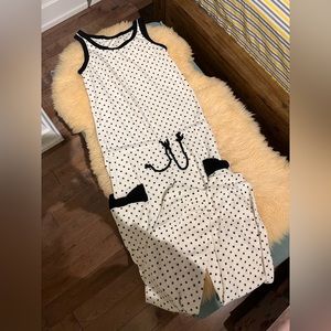 Uniqlo Cozy White Polka Dot Jumpsuit Lounge Wear